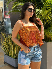 TOP LENTEJUELA NARANJA